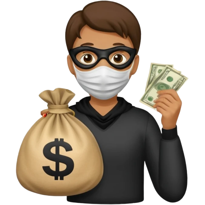 Thief running away with money bag  emoji