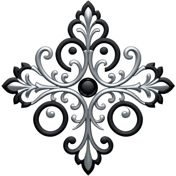Black and silver filigree design, 3D, extremely detailed design emoji