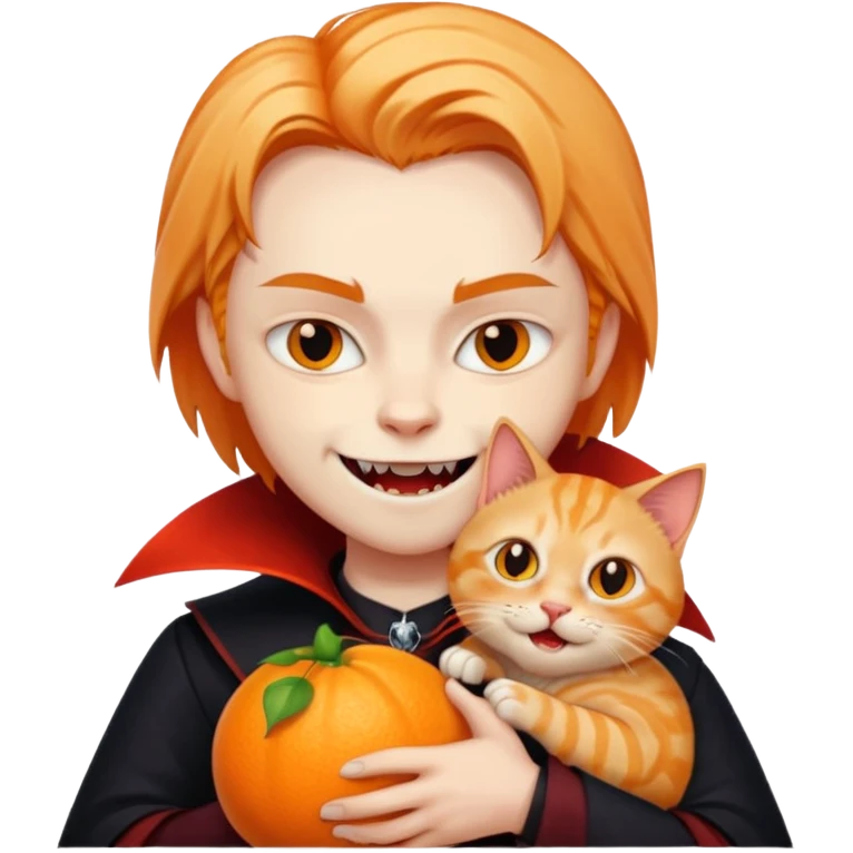 vampire cradling orange tabby emoji