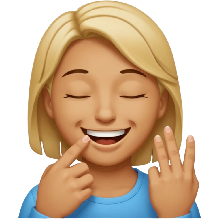 Smiling with closed eyes and biting finger emoji