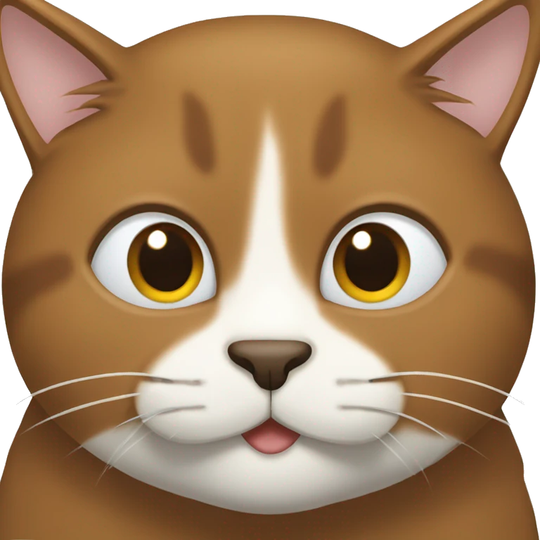 brown cat with white nose, brown face, white under mouth and white chest emoji