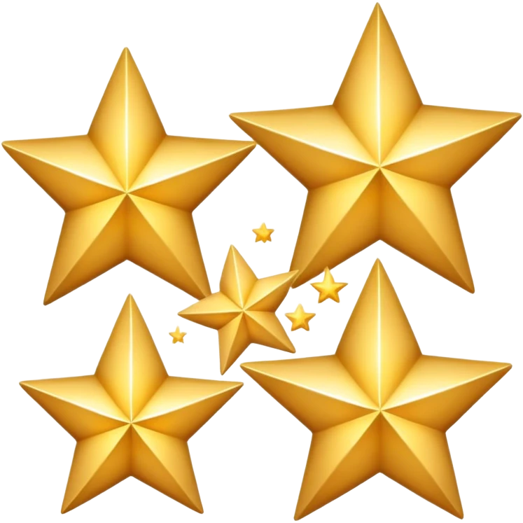 3 golden stars, one big in the center and two smaller on the sides emoji