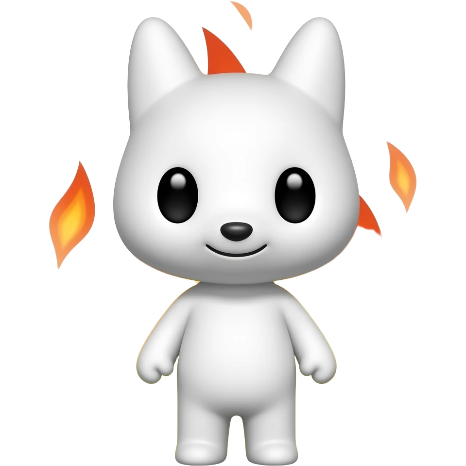 White Kuwaii fire with black eyes emoji