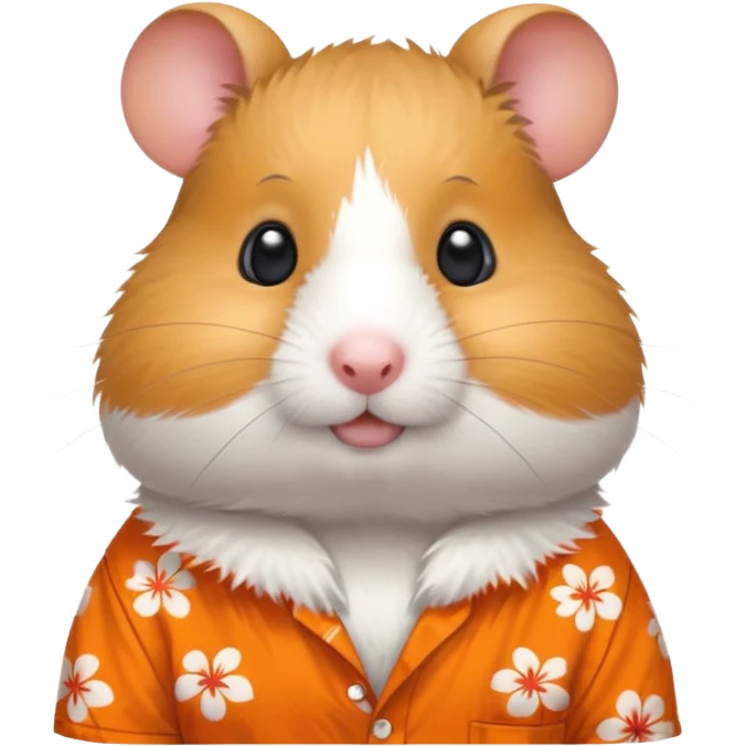 hamster, wearing orange aloha shirt. emoji