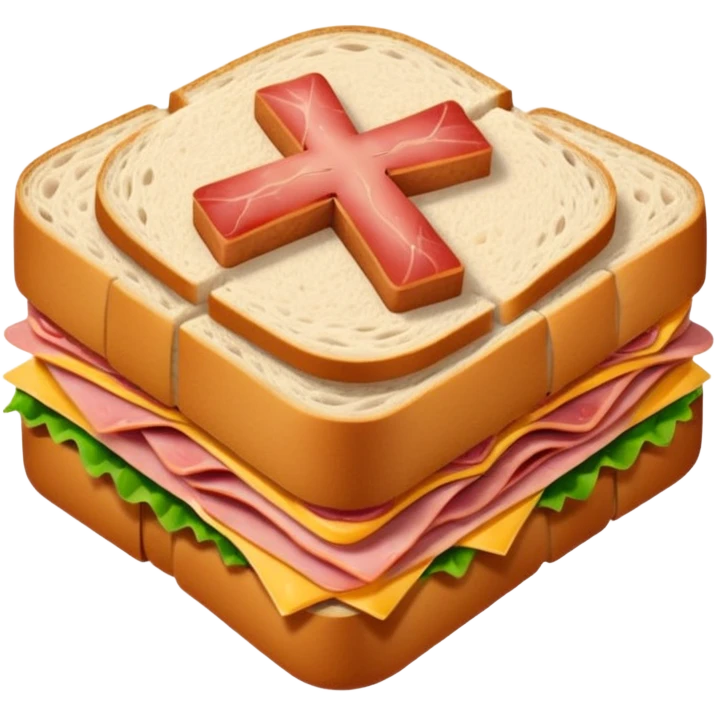 a sandwich with a cross on it emoji