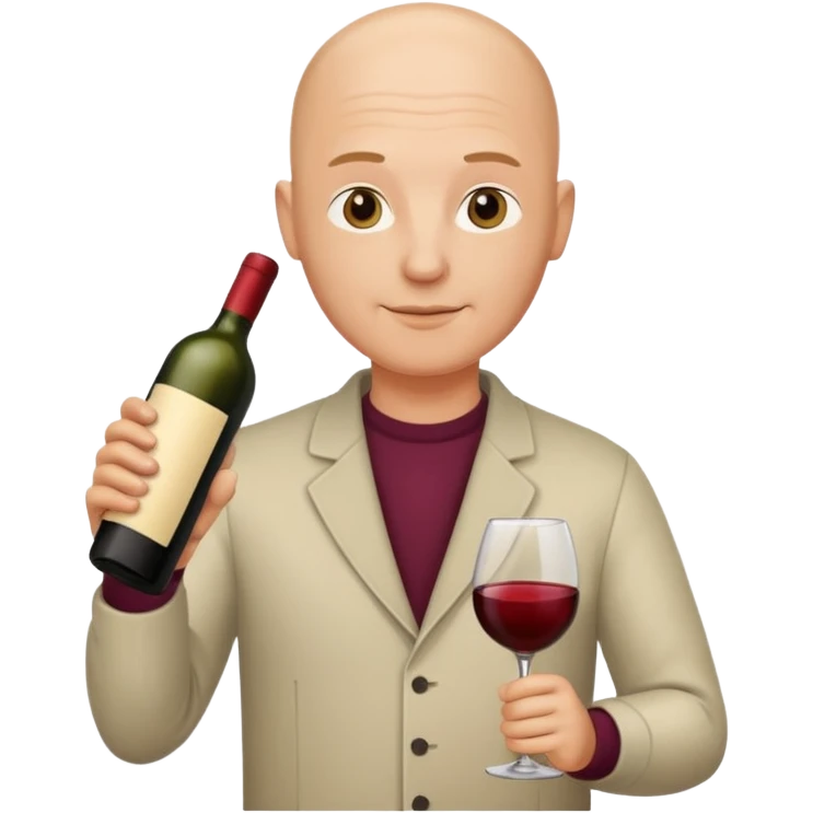 homme chauve avec une bouteille de vin emoji