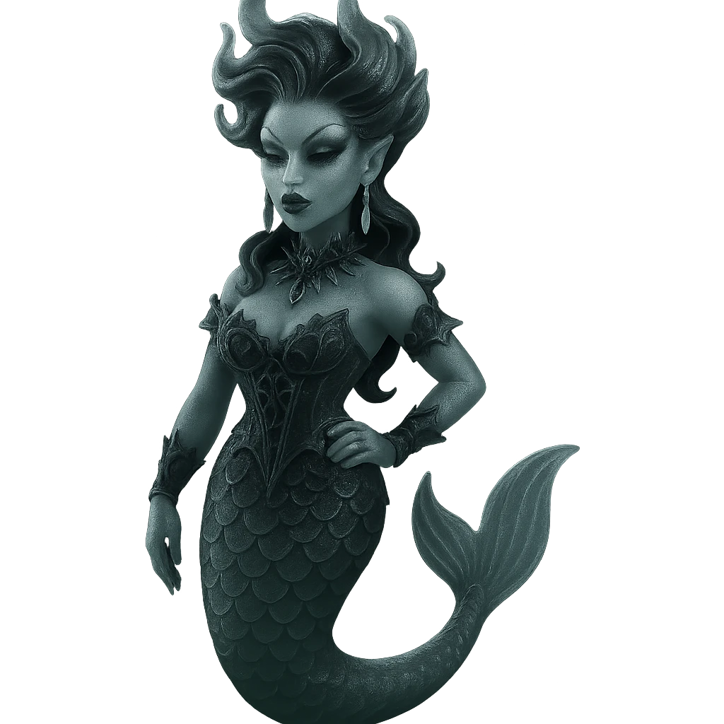 dark and elegant drag queen gothic mermaid with intricate details emoji