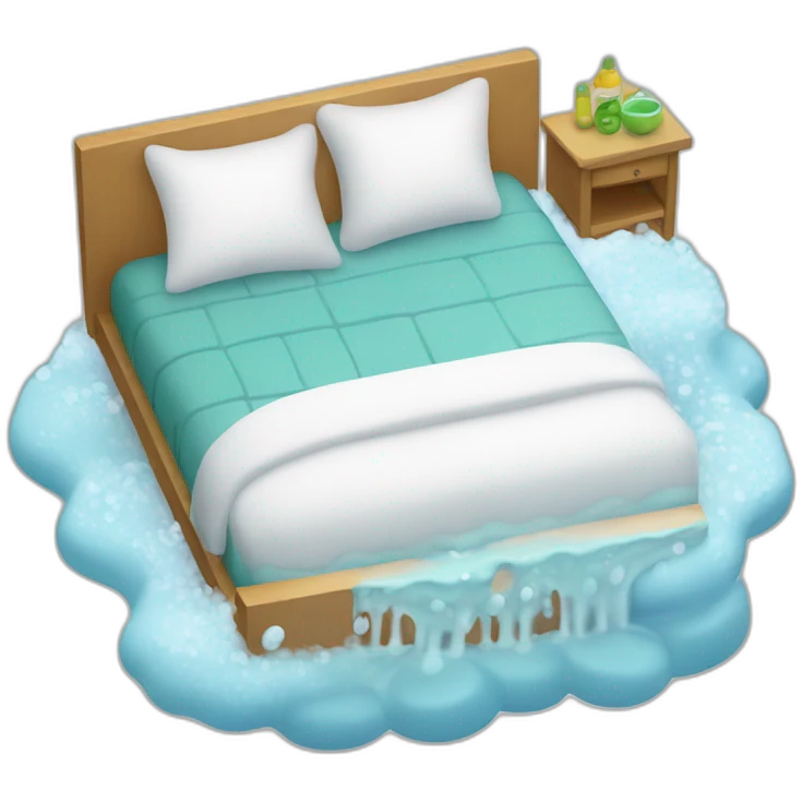 a PEI bed being washed with soapy water emoji