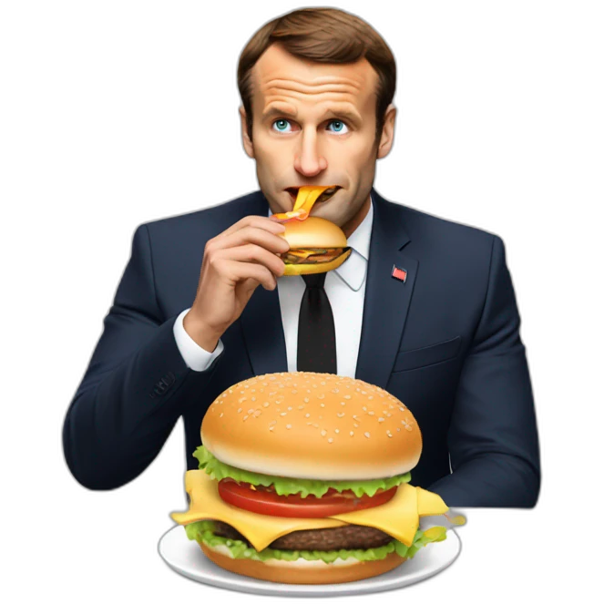 Macron eating a burger emoji