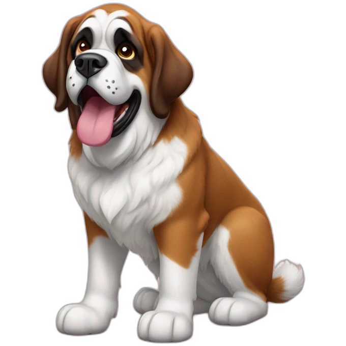 Saint Bernard tongue out full body emoji