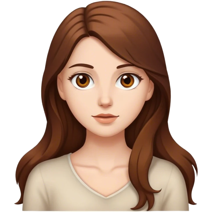 White Girl with long brown hair and brown eyes emoji