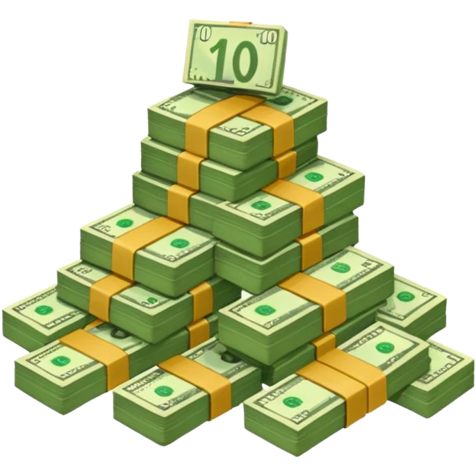 cash pile, make bills rectangular, next to a "10x" factor emoji