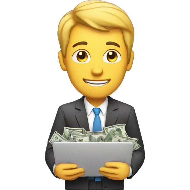 man with laptop and cash emoji