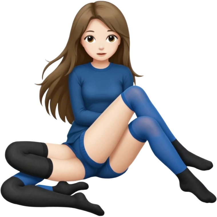 Cute girl thigh high socks sitting legs out, sexy emoji