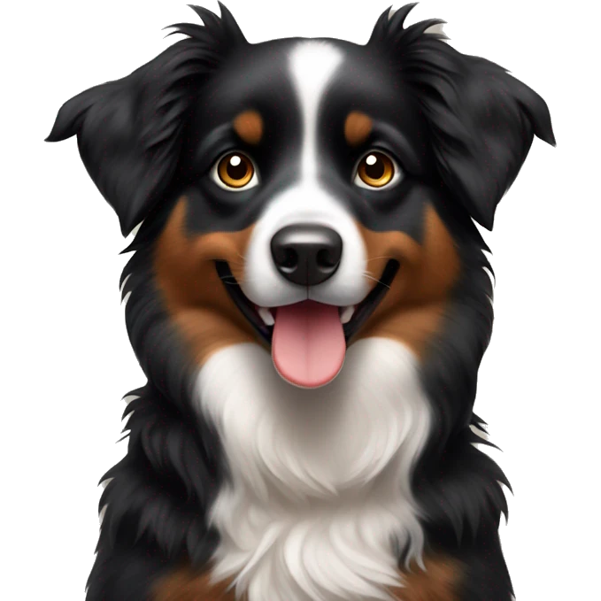 Small black australian shepherd dog with dessert  emoji