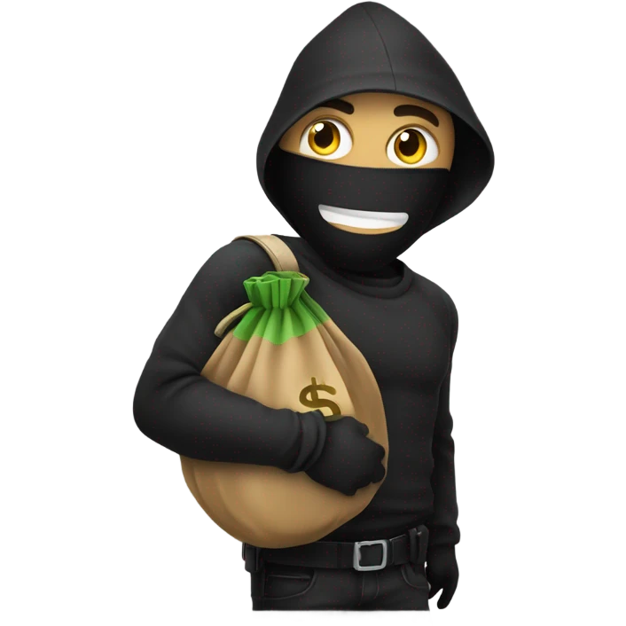 Robber emoji with a moneybag on shoulder emoji