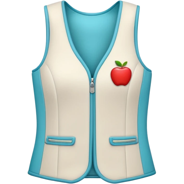 Apple-style 3D emoji of a women’s vest, sleeveless, fitted design, stylish cut, light fabric texture, feminine look, no background emoji