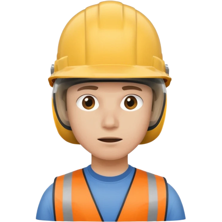 confused or questioning worker with helmet, simple, clear, no text emoji