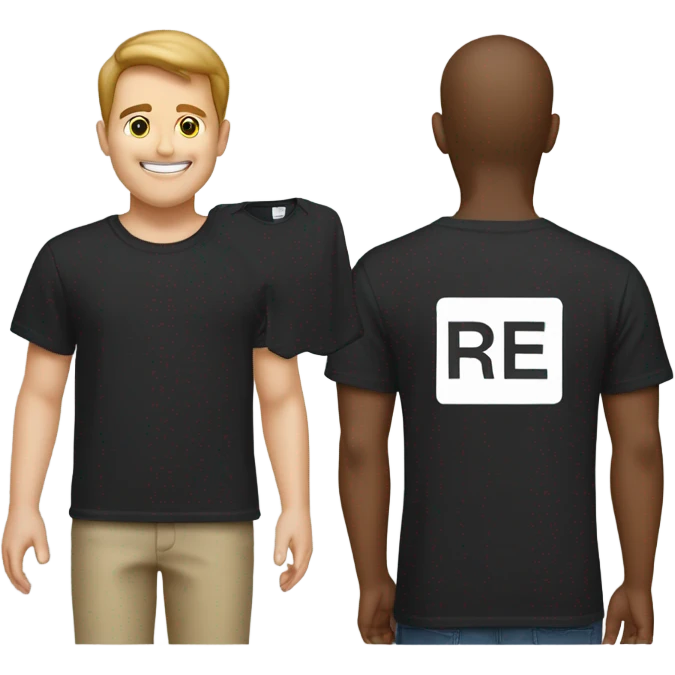black t shirt that has white square and inside it says "registry" emoji