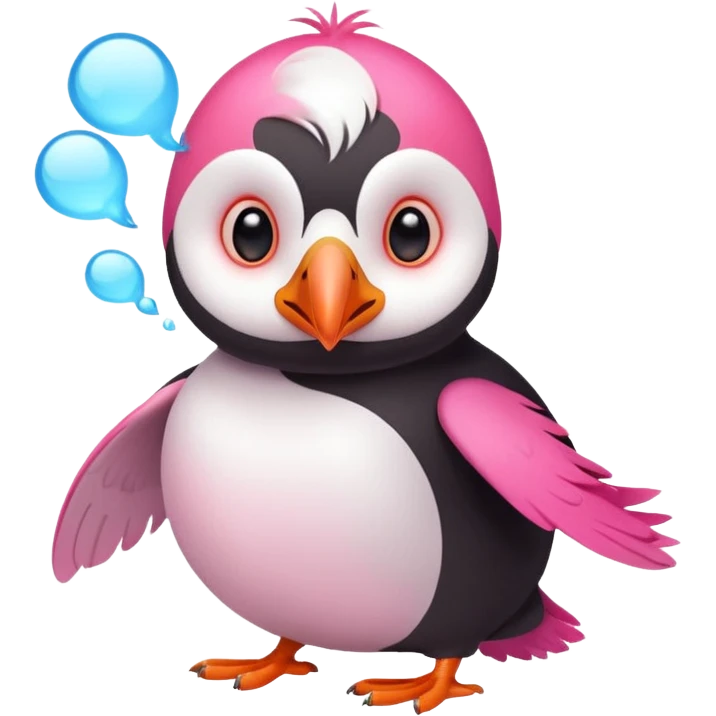 pink puffin blowing air emoji