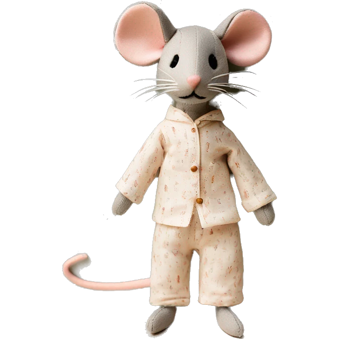maileg fabric mouse in pajamas emoji