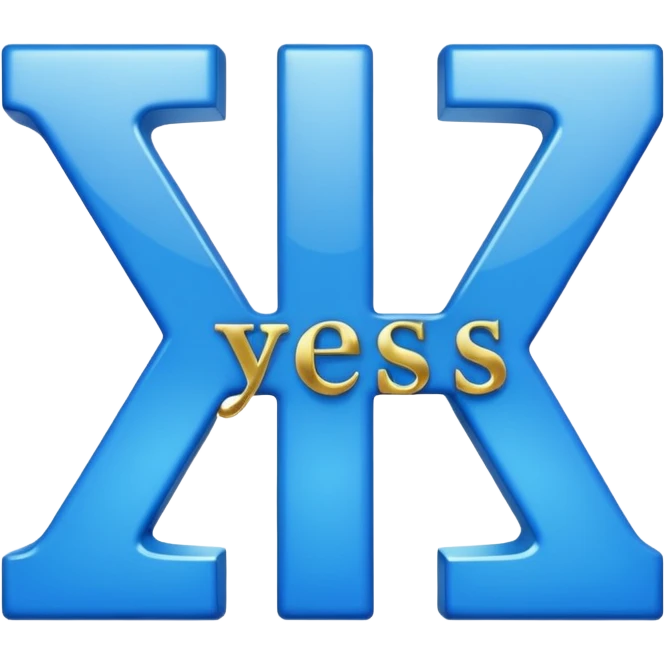 the word "yes" in blue and gold emoji