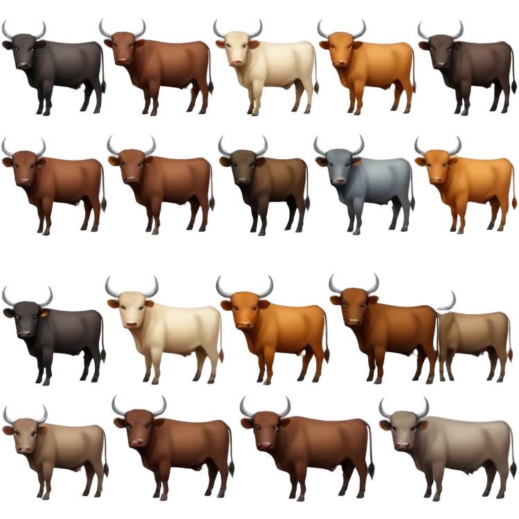 make an image which give a clear context of a cattle/buffalo diffrent  breeds gallery  in this i will showing diffrent diffrent breeds of cattle / buffalo  emoji