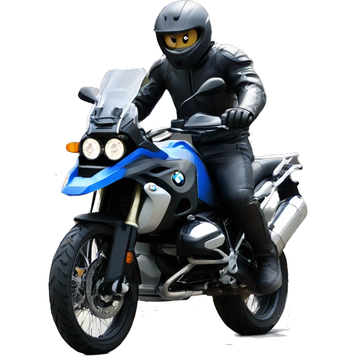 motorcycle bmw gs 1250 black male rider on bike dark hair blue eyes emoji