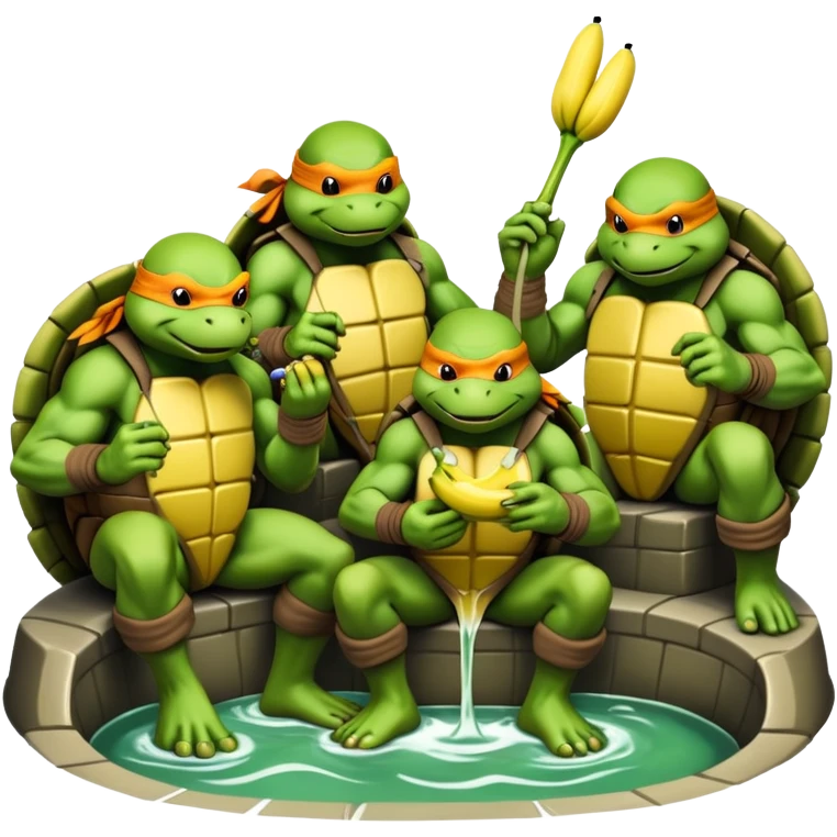 Ninja turtles eating bananas emoji