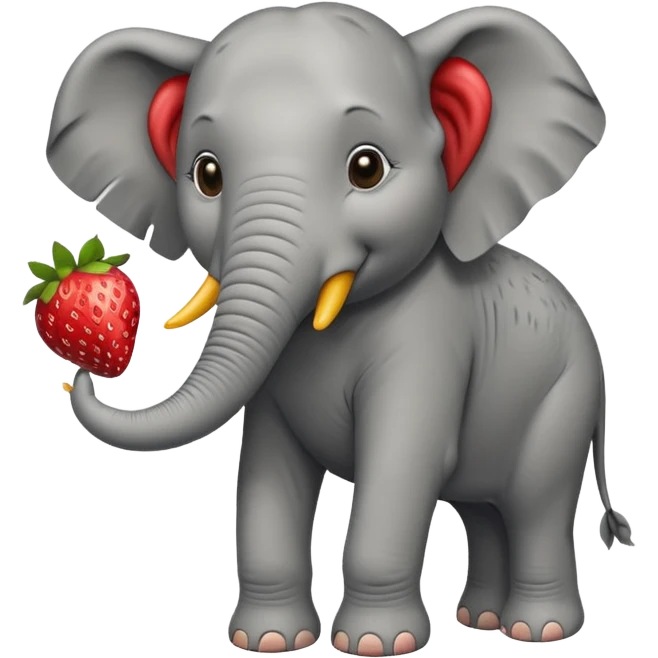 Elephant strawberry feeding birds emoji