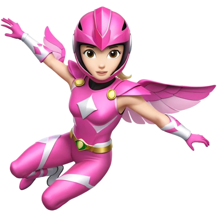 Pink power ranger girl superhero flying emoji
