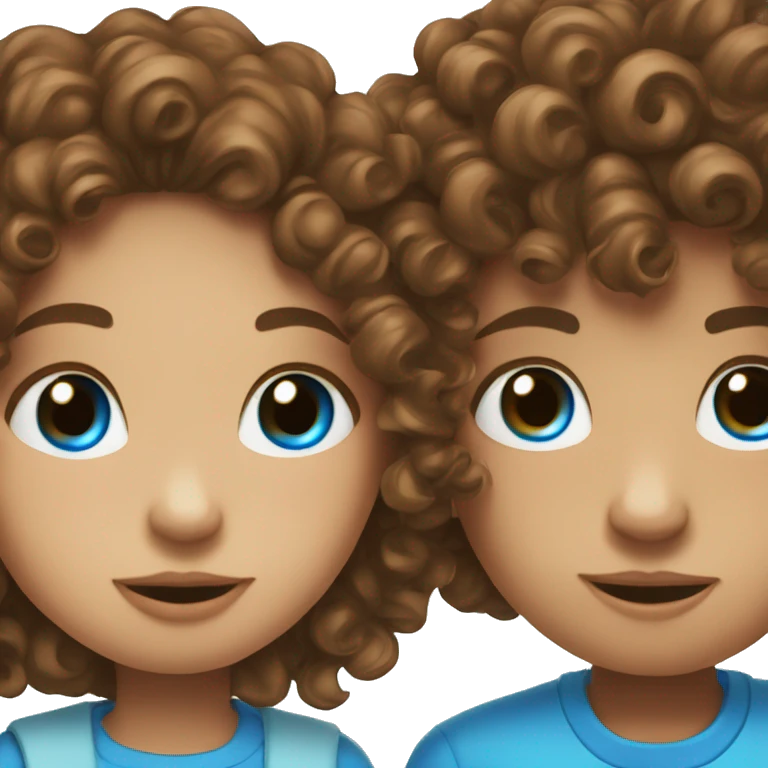 Curly brown hair girl with blue eyes that kiss a boy emoji