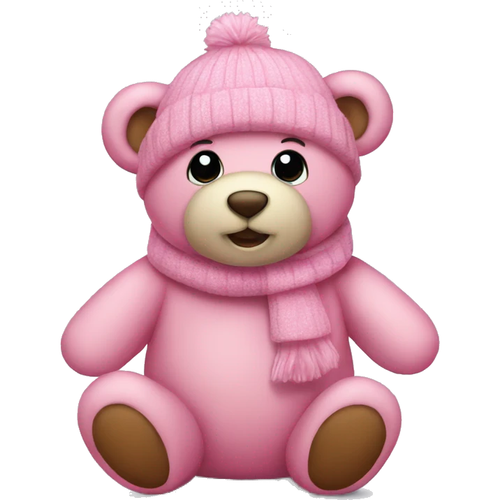 Pink Teddy Bear Winter emoji