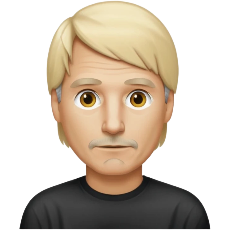 Steve Jobs with blonde hair and a nifty shirt, emoji style emoji