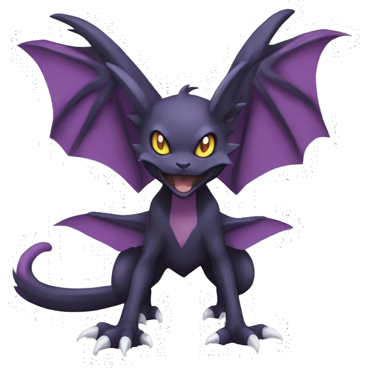 Black edgy Noivern-Noibat-cat-Fakemon full-body emoji