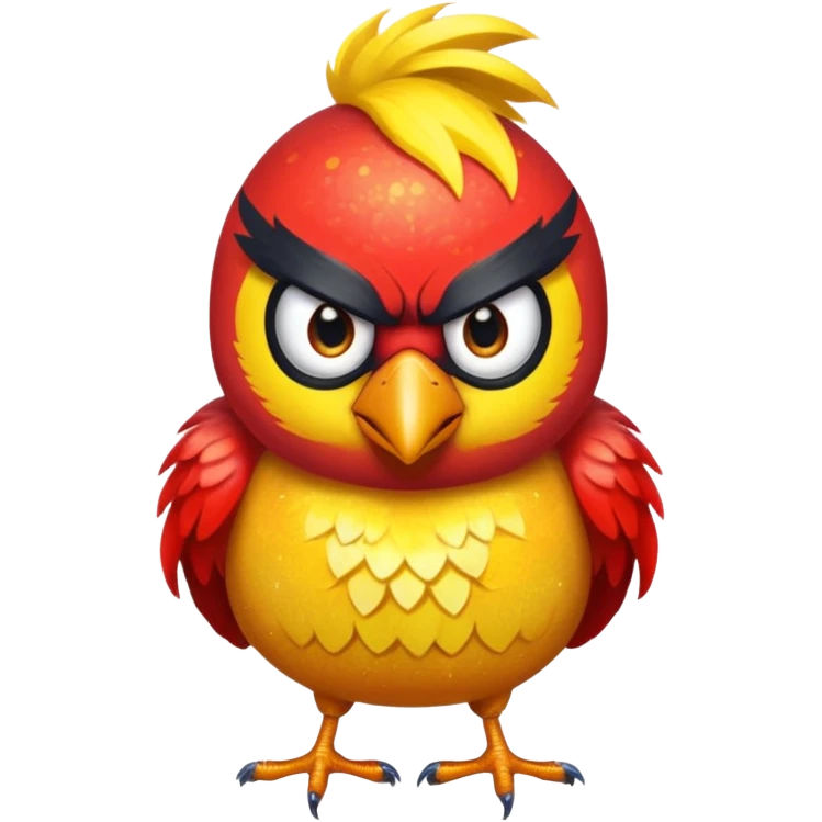 glitter red and yellow anger bird emoji
