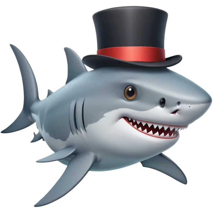 Shark with a top hat emoji