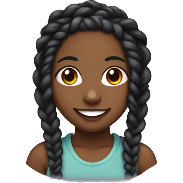 Black girl With medium length 2 strand twists, cornrows in the front smiling, friendly  emoji