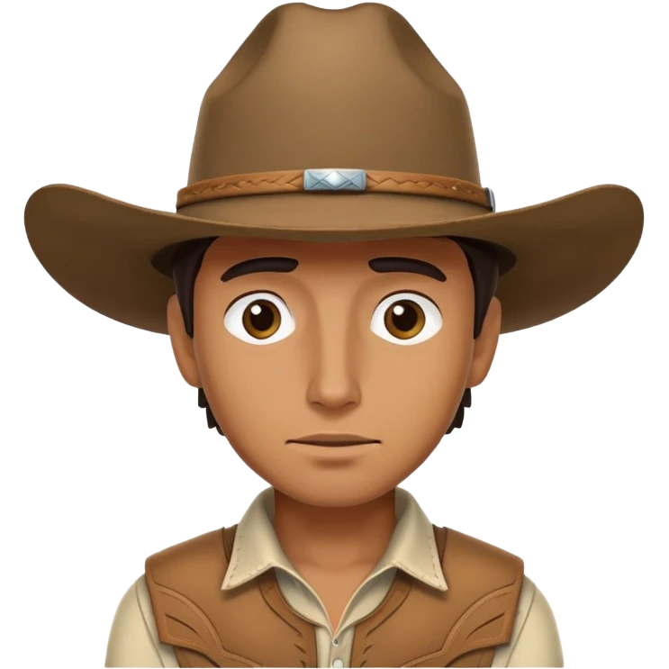Cowboy with head tilted down and hat covering most of his face emoji