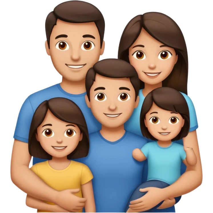Husband wife and kids brunettes  emoji