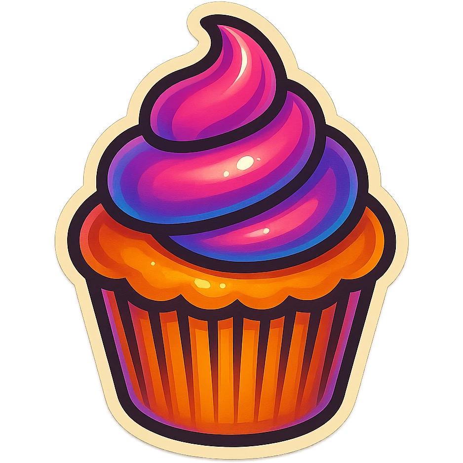 cupcake, bold outlines, vintage vibe emoji