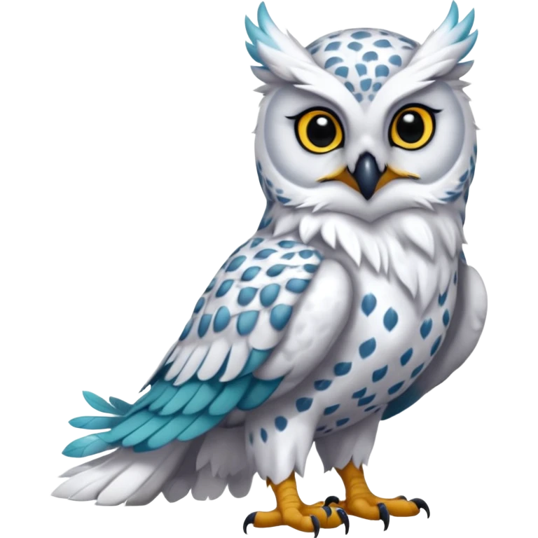 Beaked beaky beak-mouthed Realistic wild natural elegant pretty beautiful handsome shiny colorful furry 4-legged digitigrade gryphon-griffin-snow-leopard-snowy-owl-fusion-hybrid-fursona-furry-animal-creature, full body, hyper-realism, long tufted tail emoji