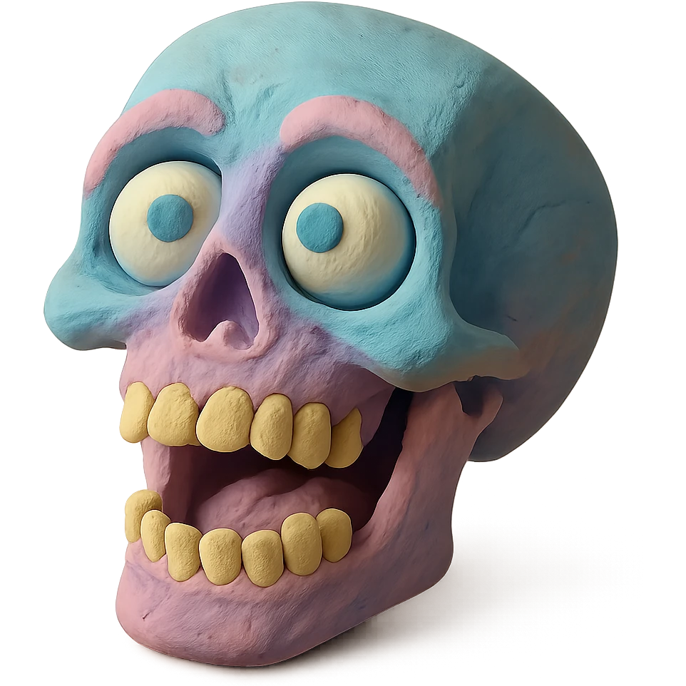 mind-blowing skull with expressive face and pastel colors emoji