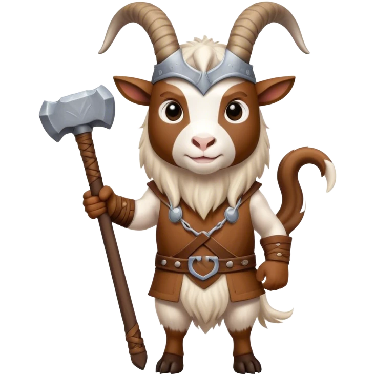 Viking norwegian goat as an animal in full height  with thors hammer emoji