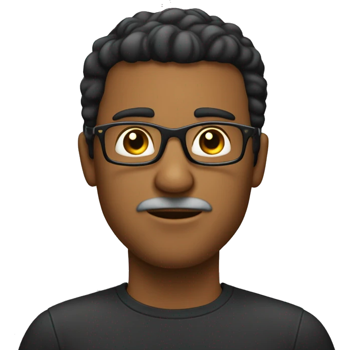 hombre con sobre peso baraba lentes negros y pelo corto emoji