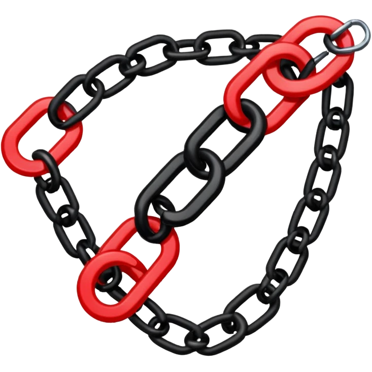 iOS sticker, broken chain, black links, red break, minimal emoji