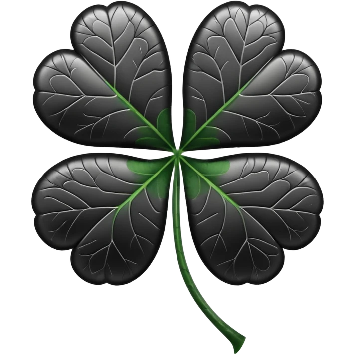Black and white four leaf clover emoji