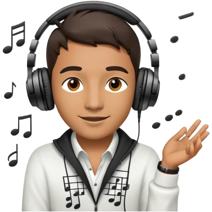 playful DJ with headphones and music notes emoji