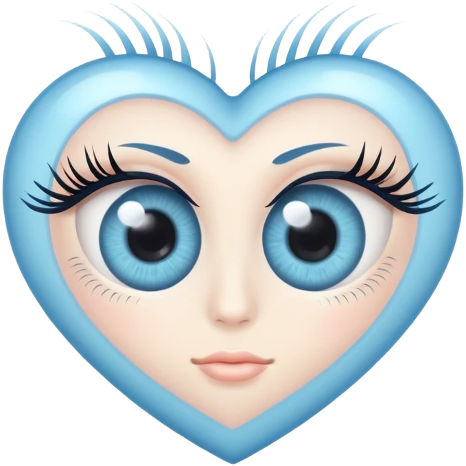 Eye with eyelashes inside light blue heart emoji