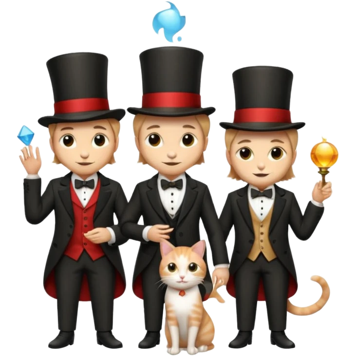 magician couple and their pet cat emoji
